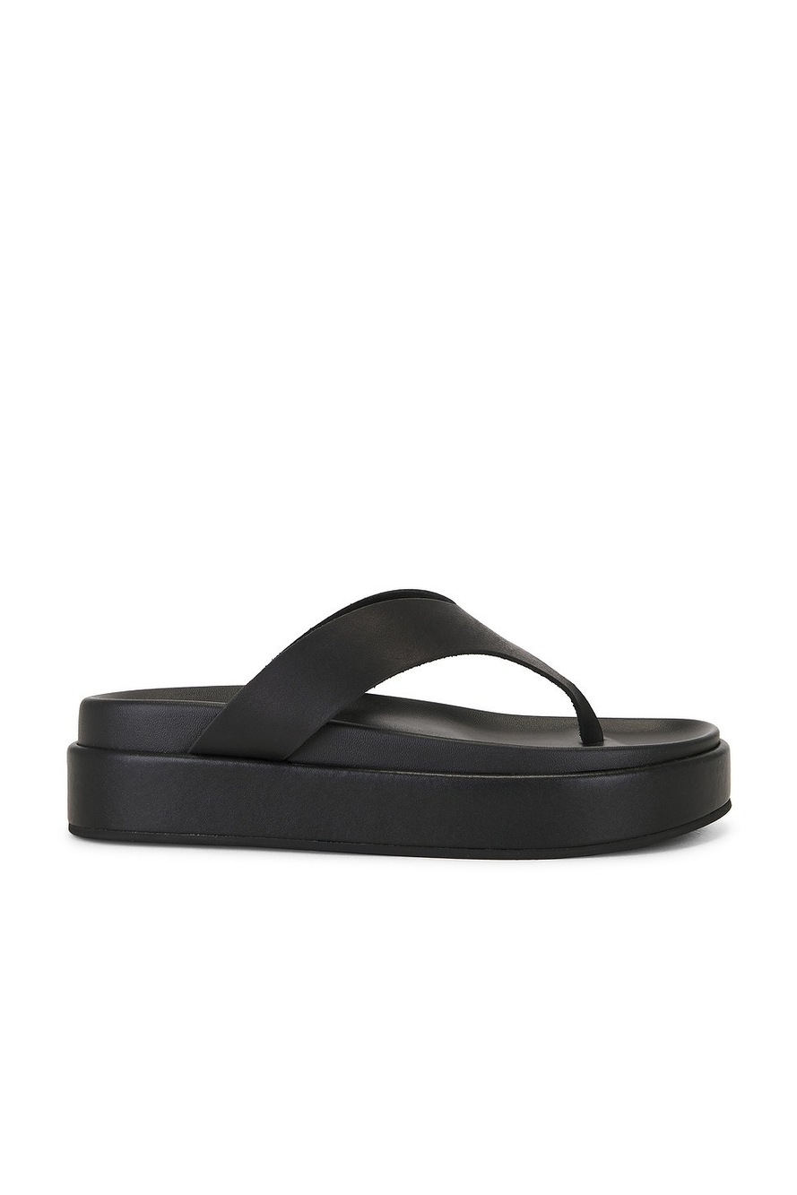 Tony Bianco Jetta Sandal in Black Tuscon leather low wedge heel round toe